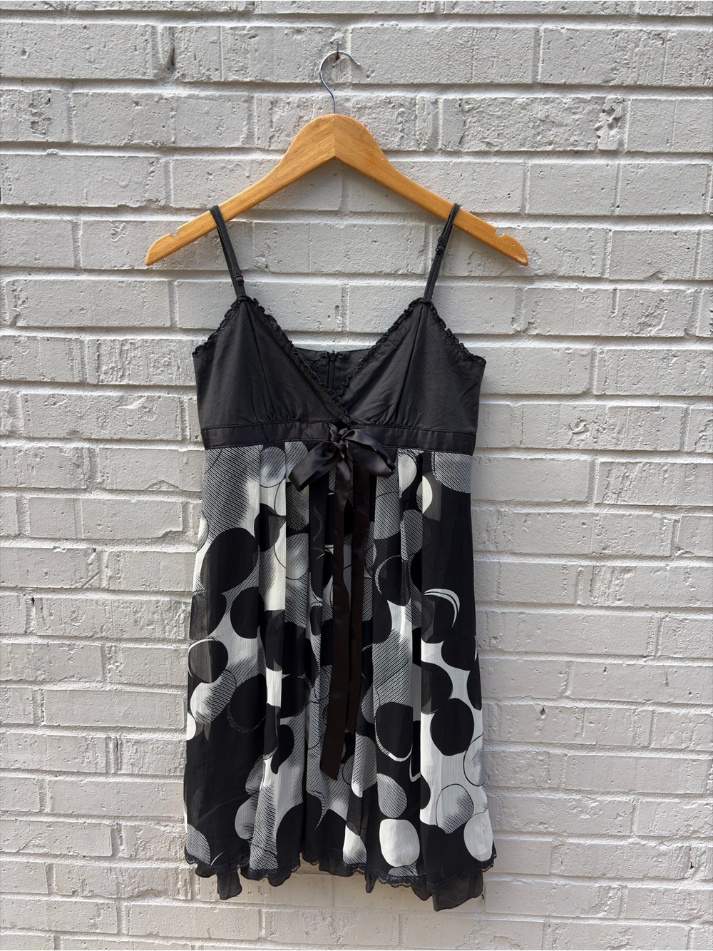 Vintage Y2K Moa Moa Black & White Polka Dot Babydoll Dress